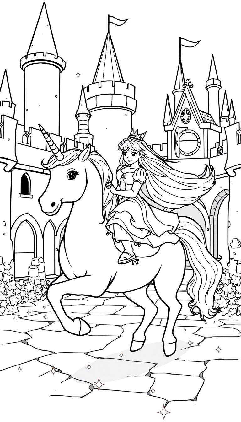 Three young princesses in colorful dresses playing in a bright, airy castle room.