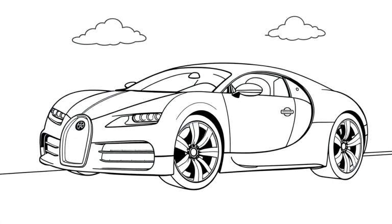 Cute Bugatti line art color panel with happy wheels.