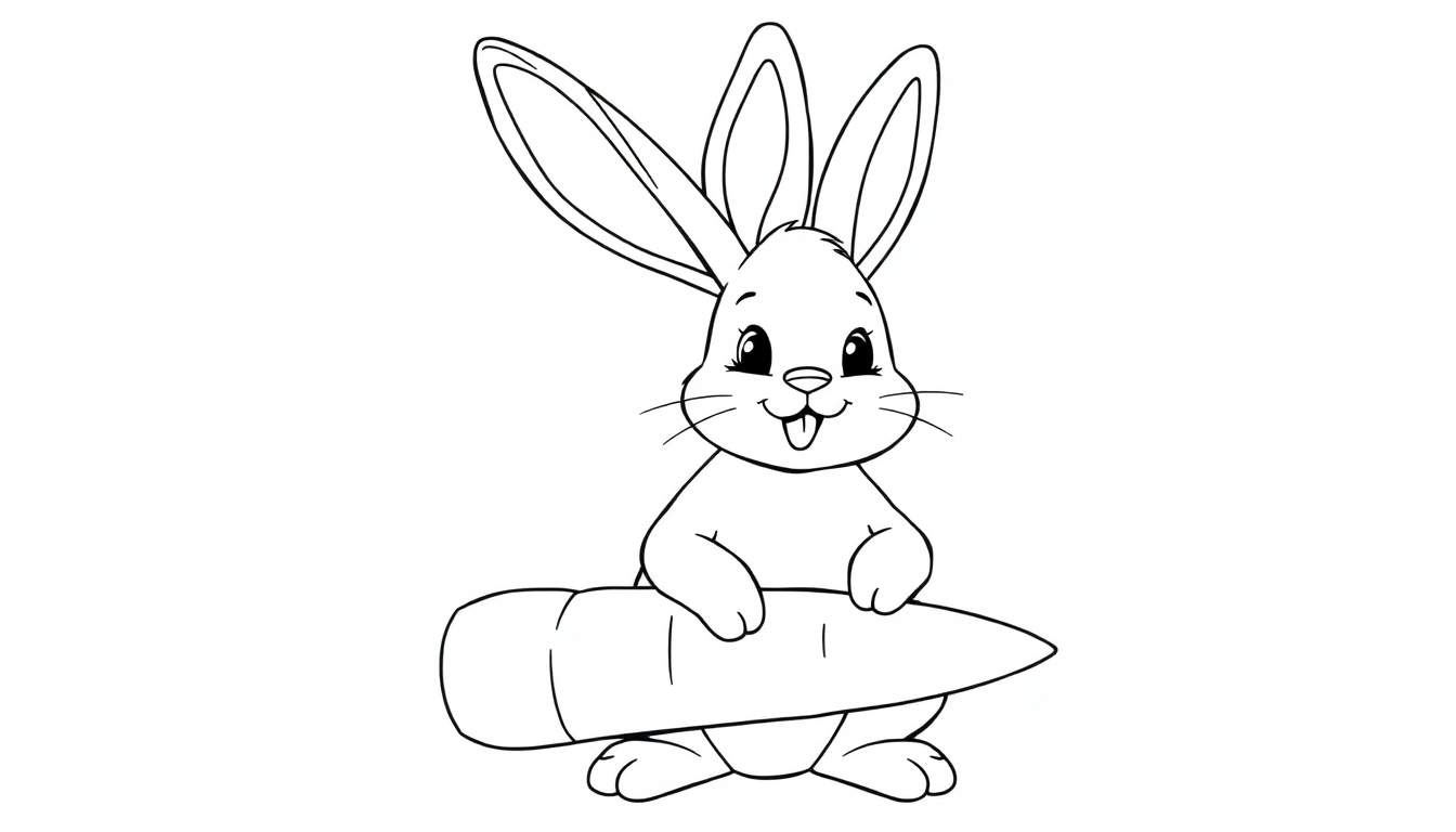 A cute bunny with big floppy ears is ready to be colored on this color panel.