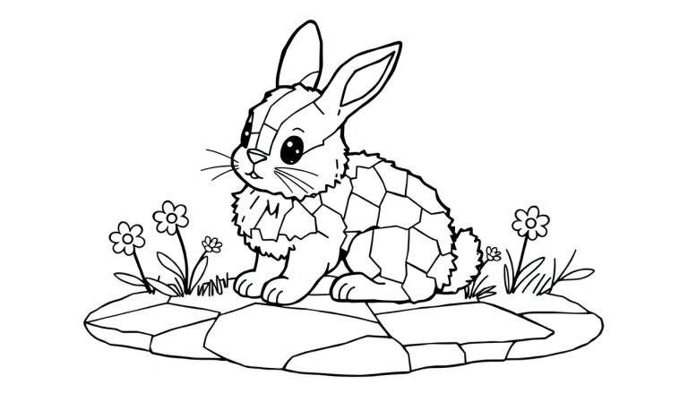 A cute bunny waiting for its color panel.
