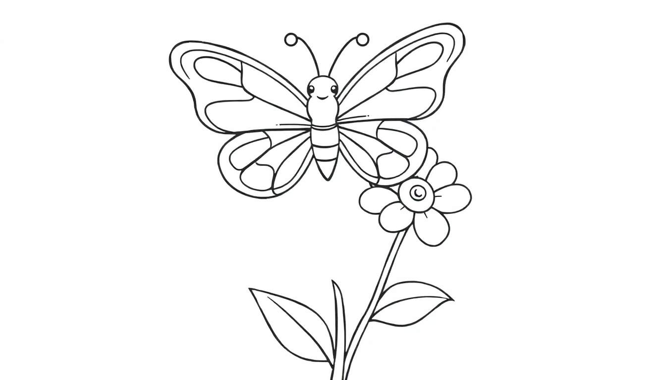 A cute black and white butterfly on a flower, perfect for a color panel.