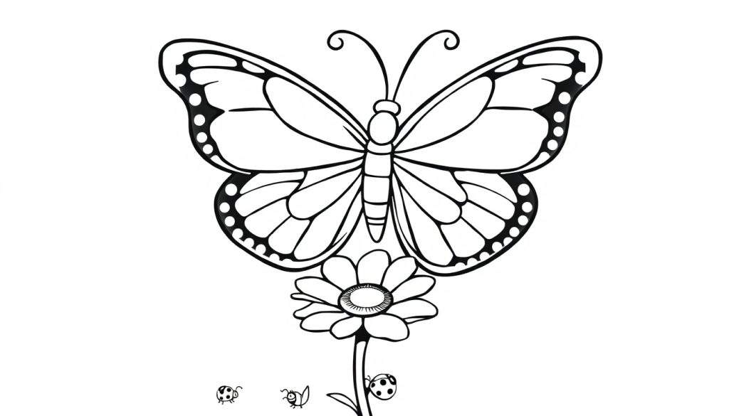 A happy butterfly on a daisy, a color panel for kids.