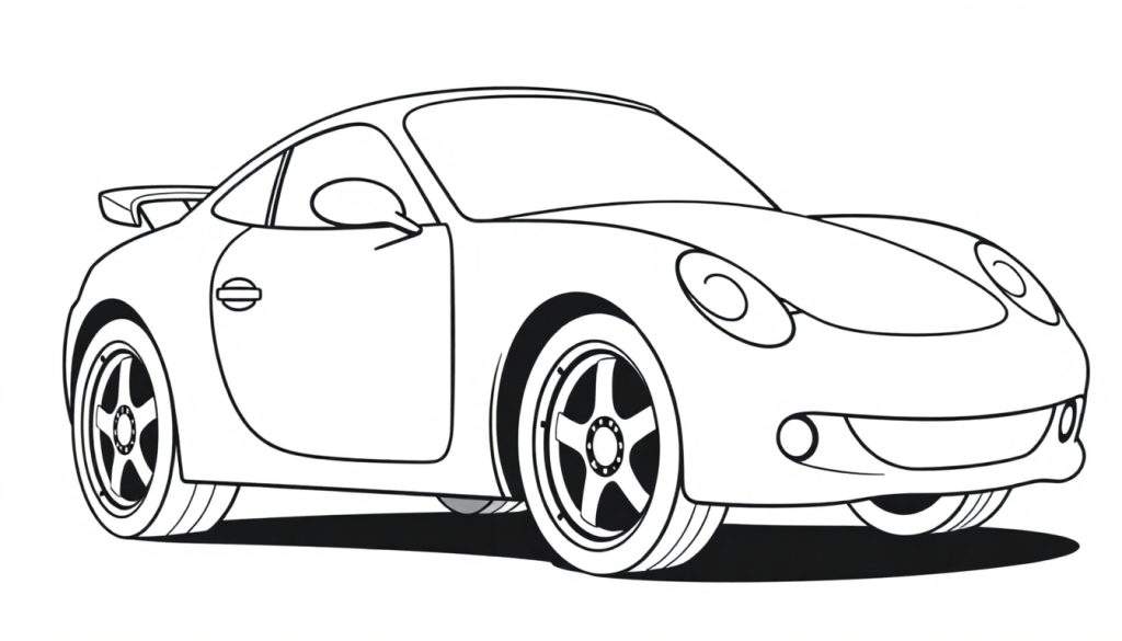 A cute Porsche sports car outline for a color panel.