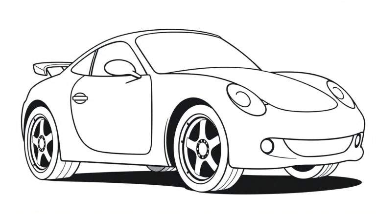 A cute Porsche sports car outline for a color panel.