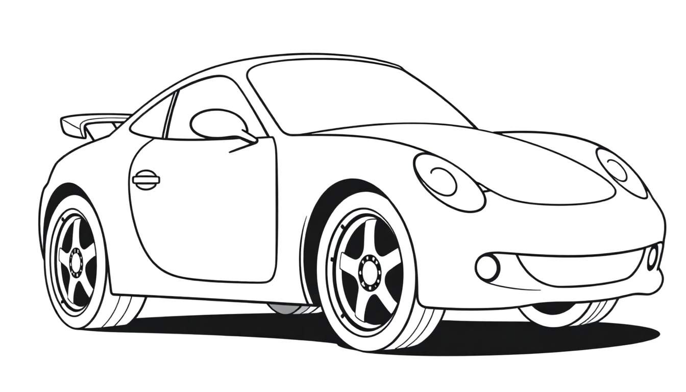 A cute Porsche sports car outline for a color panel.