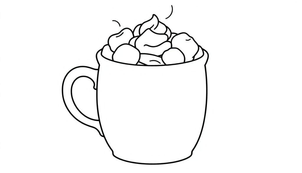 A cute mug overflowing with marshmallows and whipped cream for a color panel.