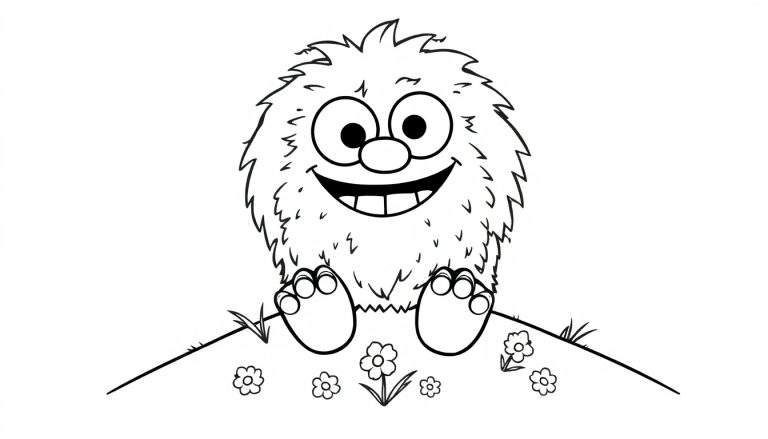 A fluffy monster on a hill, ready for the color panel.