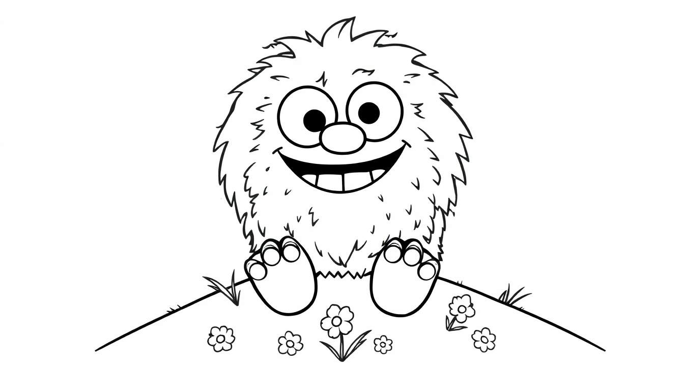 A fluffy monster on a hill, ready for the color panel.