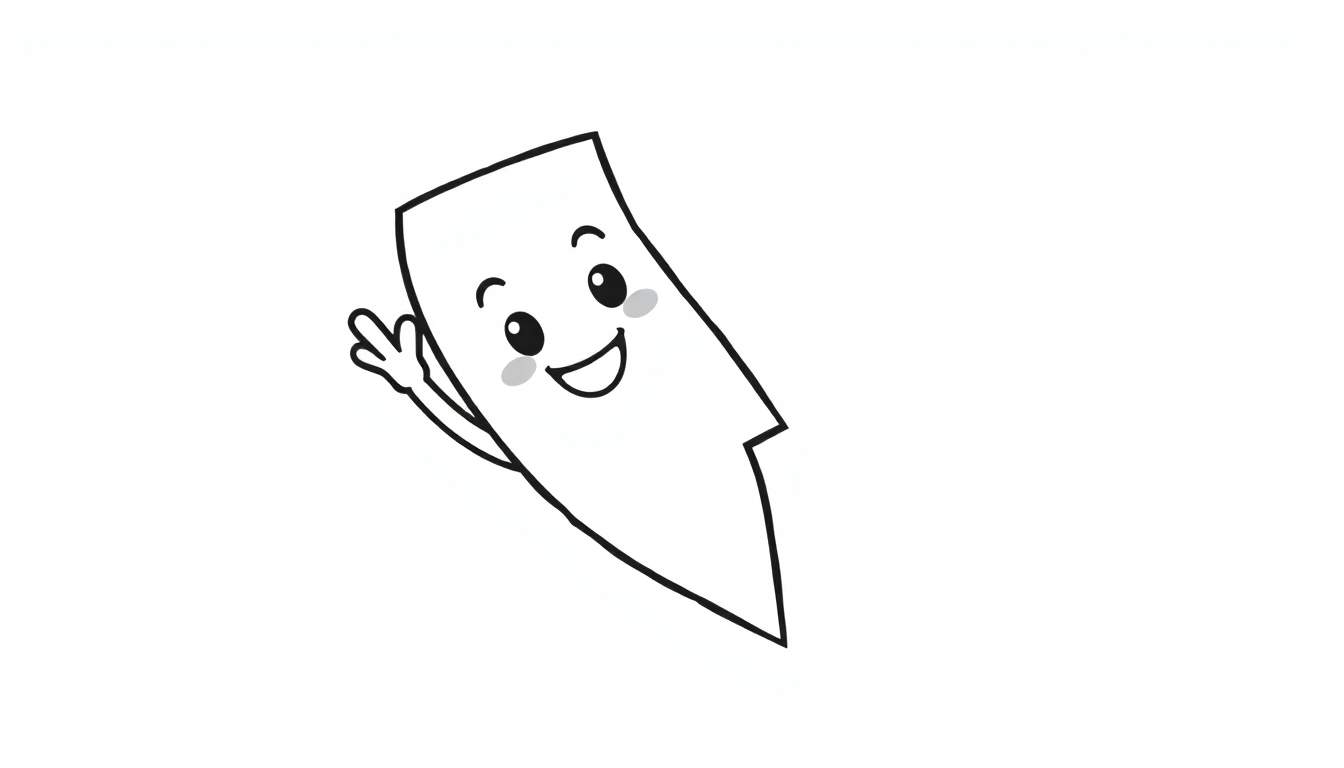 A cute cartoon lightning bolt coloring panel, smiling and waving hello.