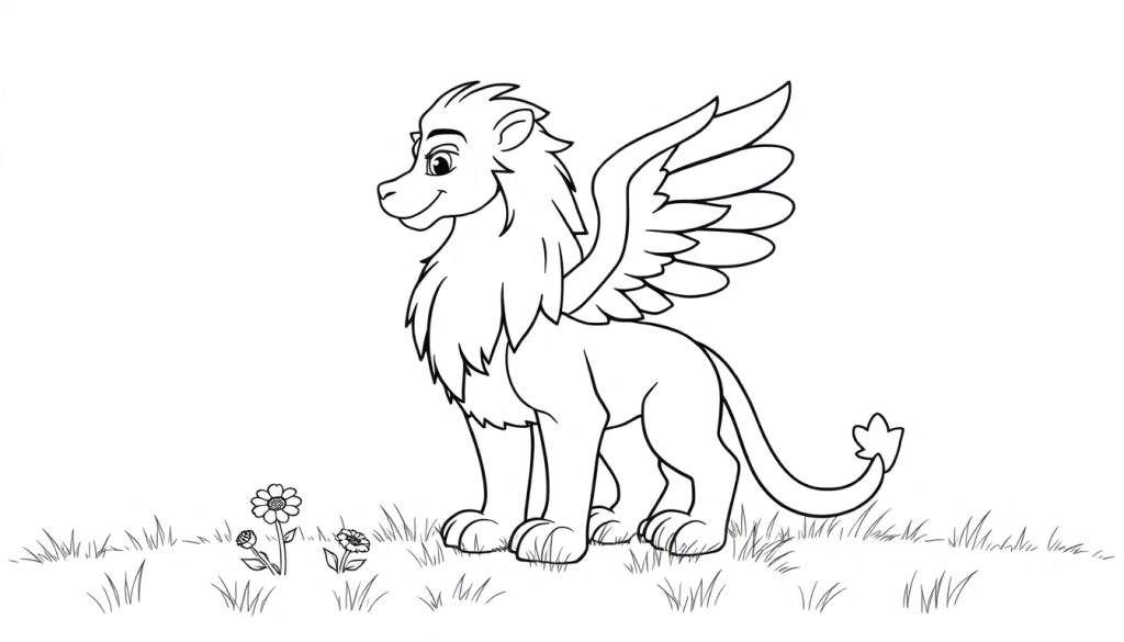 A cartoon griffin ready for a color panel.
