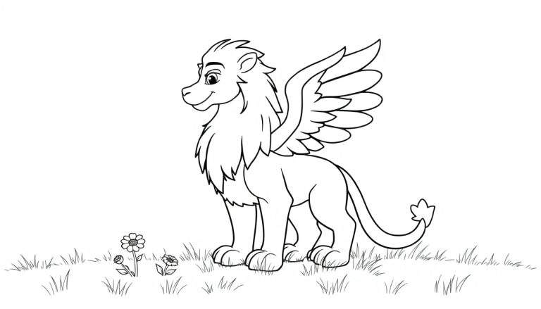 A cartoon griffin ready for a color panel.