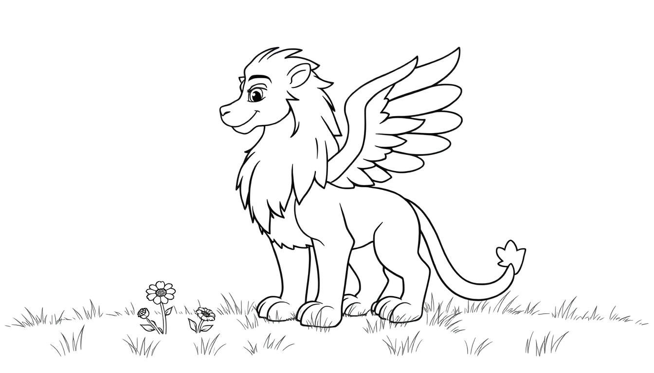 A cartoon griffin ready for a color panel.