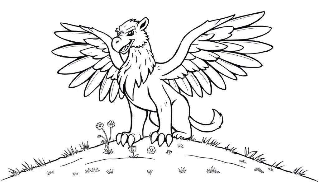 A friendly griffin ready for its color panel adventure.