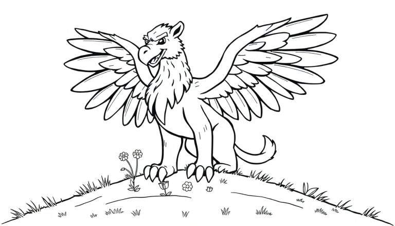A friendly griffin ready for its color panel adventure.