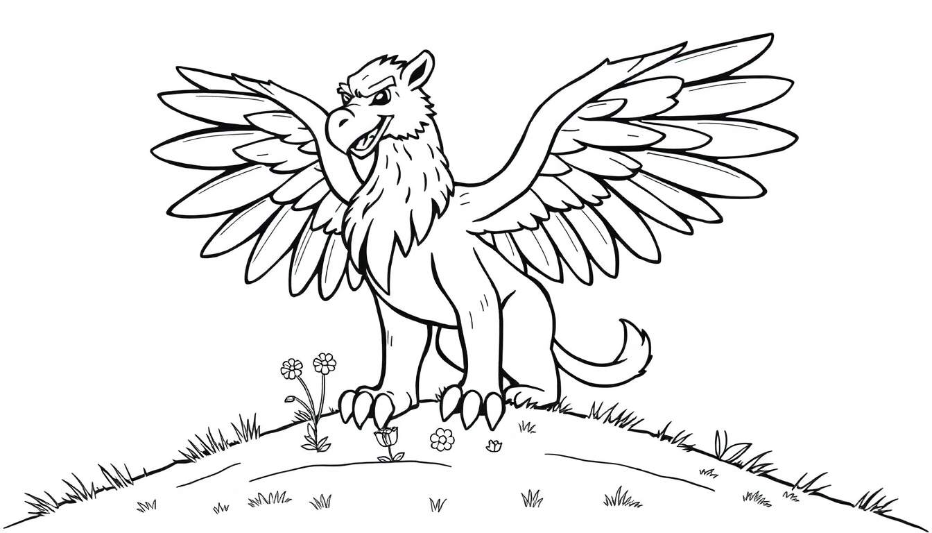 A friendly griffin ready for its color panel adventure.