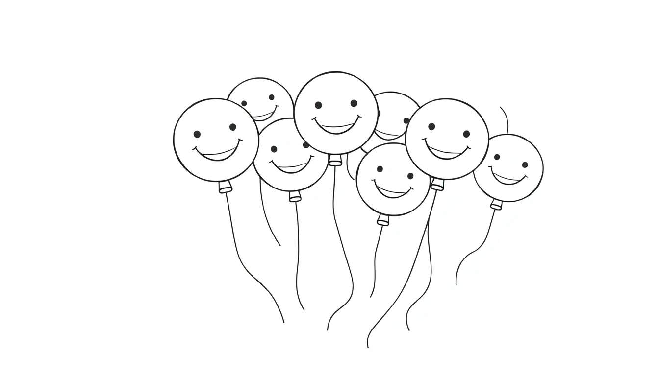 A happy cartoon balloon color panel with a big smile.