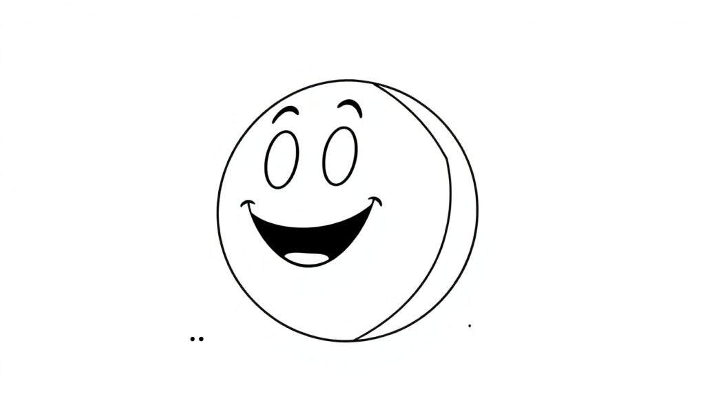 A happy basketball with a smiling face, a black and white color panel.