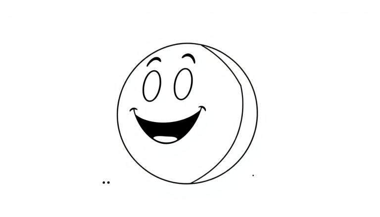 A happy basketball with a smiling face, a black and white color panel.
