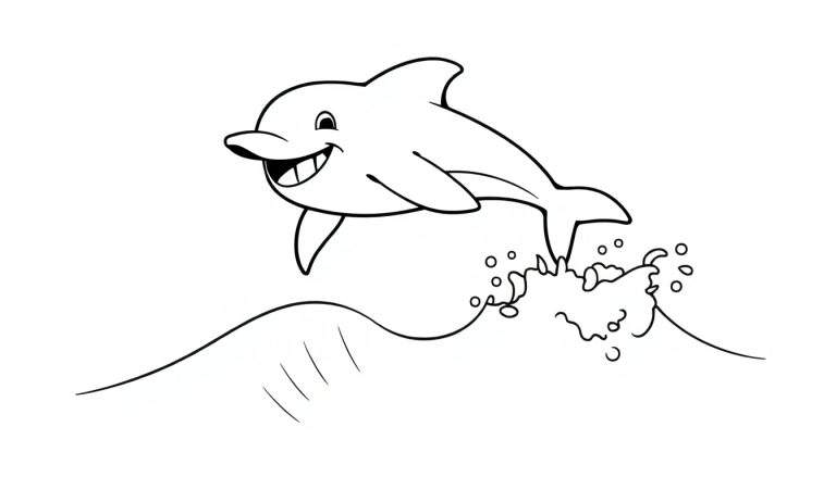 A happy dolphin leaping from a wave, ready for a color panel.