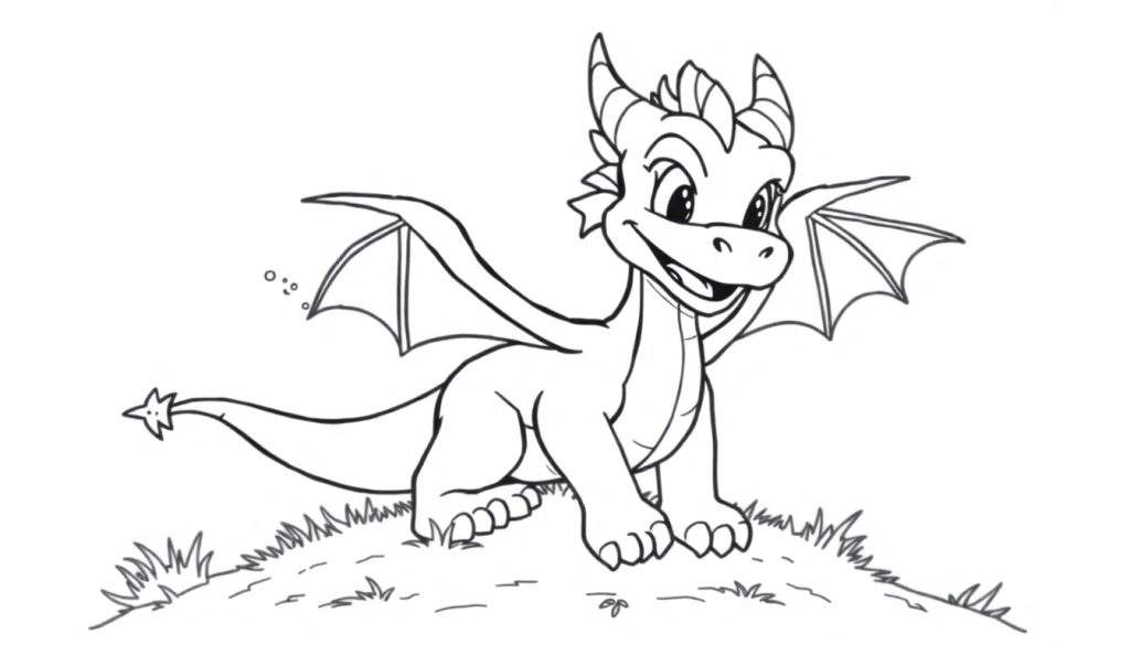 A cute dragon ready for coloring, perfect for a color panel.