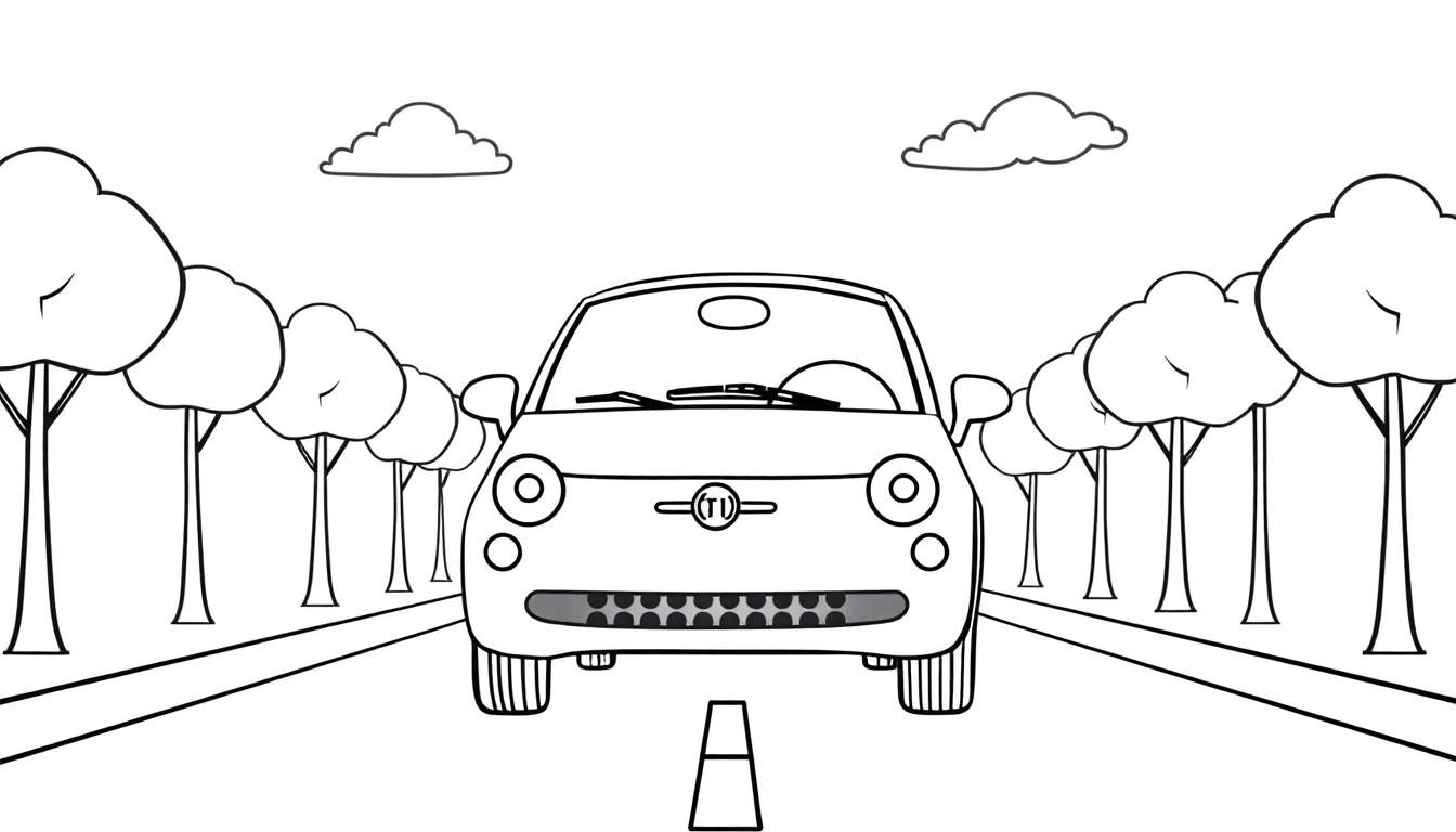 A cute Fiat 500 car as a color panel outline for kids.