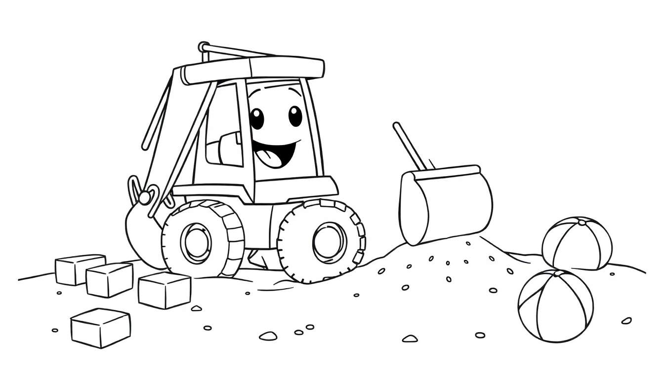 A smiling black and white loader truck ready for the color panel.