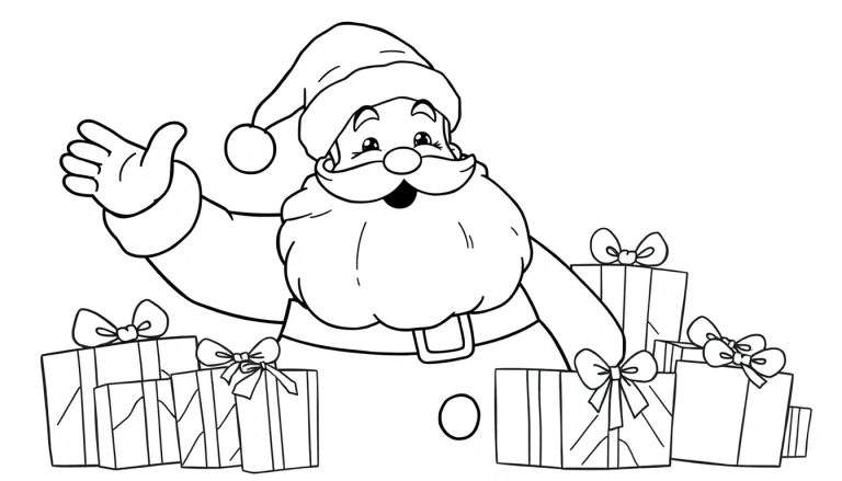 Santa Claus with presents color panel.