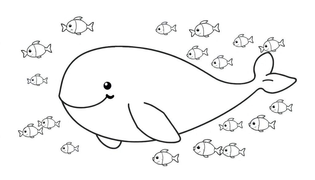 Happy whale and fish color panel