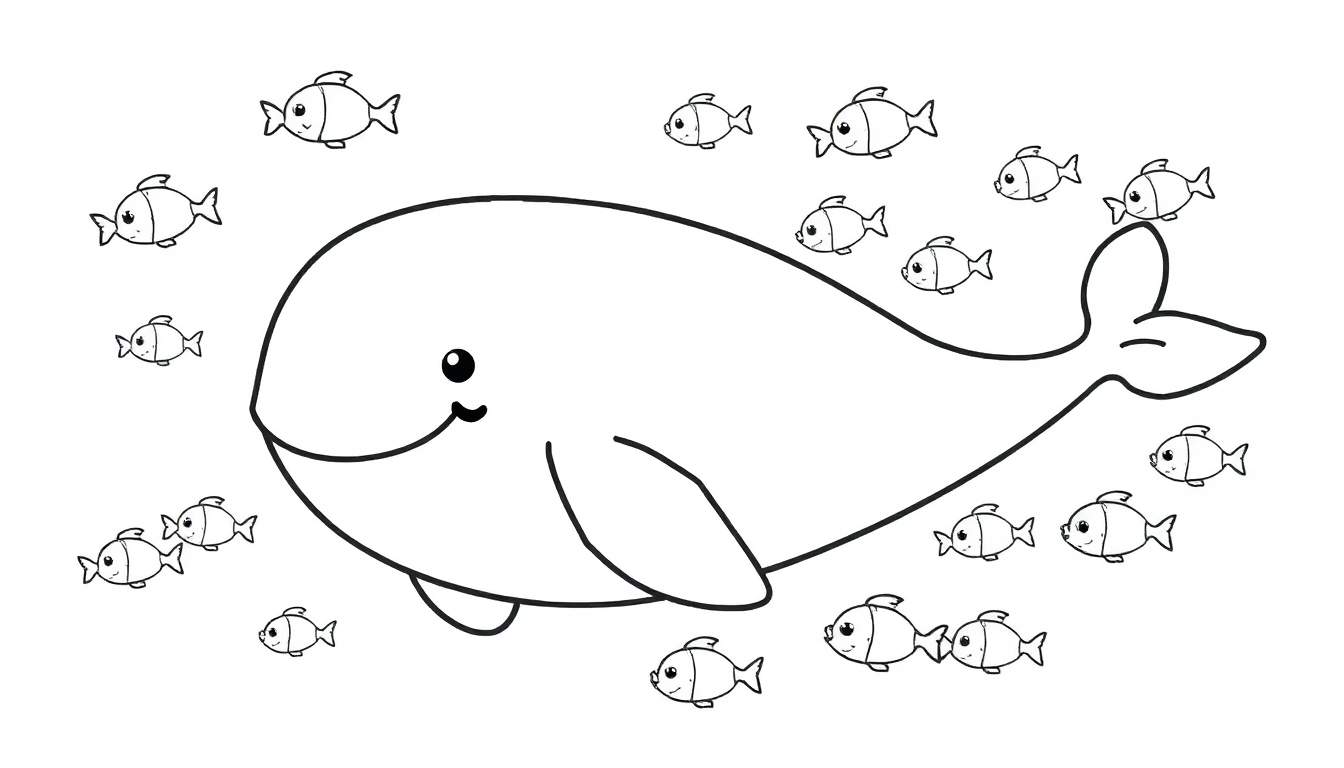 Happy whale and fish color panel