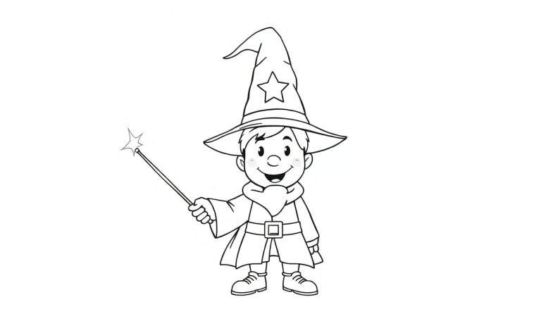 A happy little wizard, ready to add color to this magical color panel.