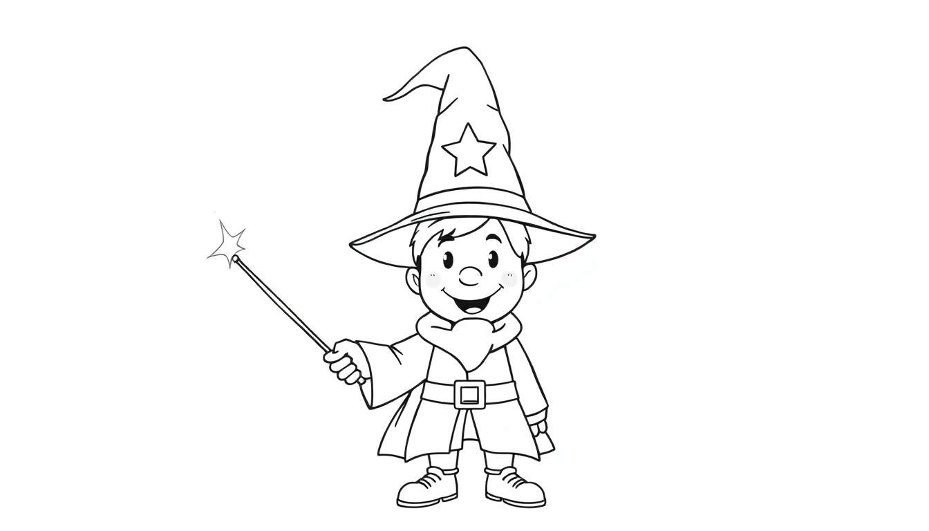 A happy little wizard, ready to add color to this magical color panel.