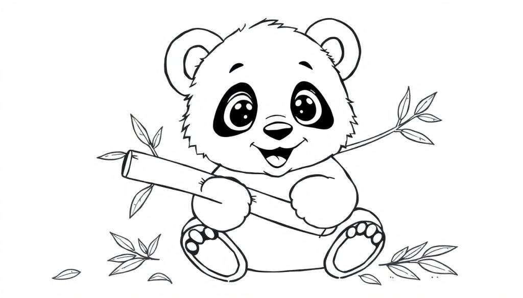 A cute baby panda coloring page, ready for your colors!