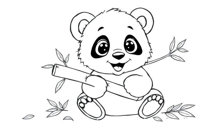 A cute baby panda coloring page, ready for your colors!