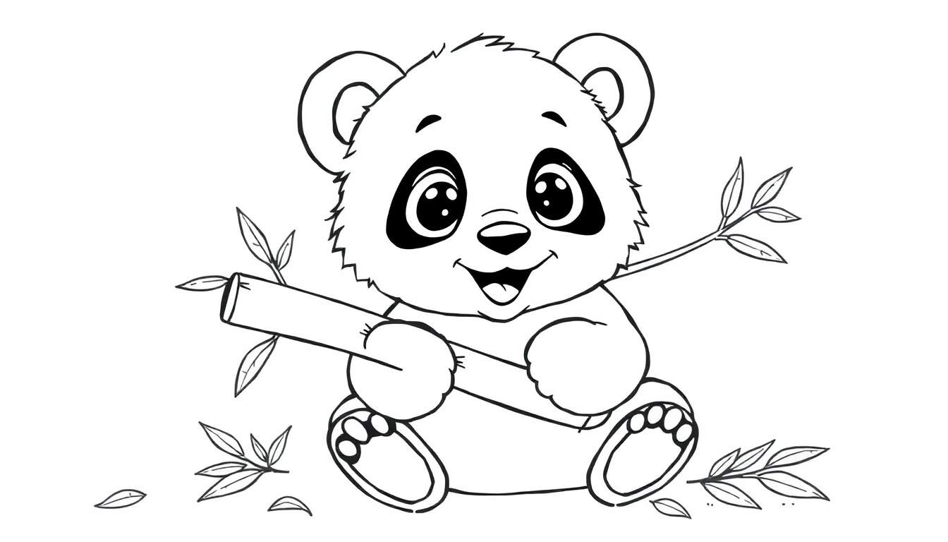 A cute baby panda coloring page, ready for your colors!