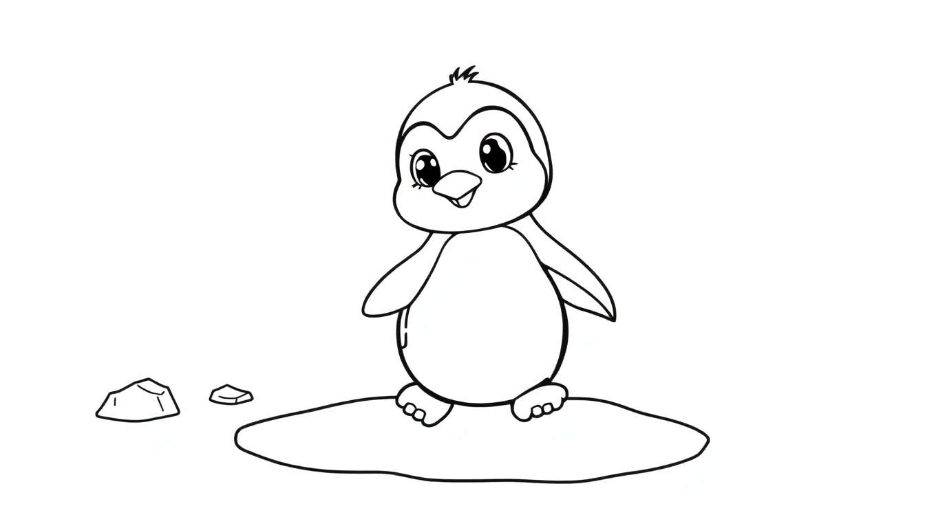 A cute penguin ready for coloring in a color panel.