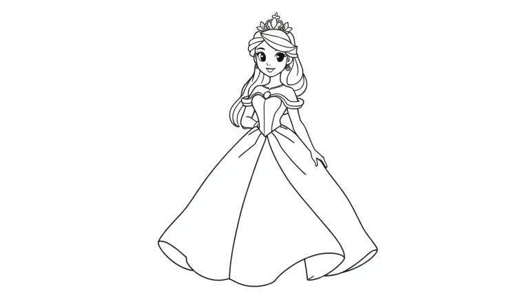 A princess coloring page.