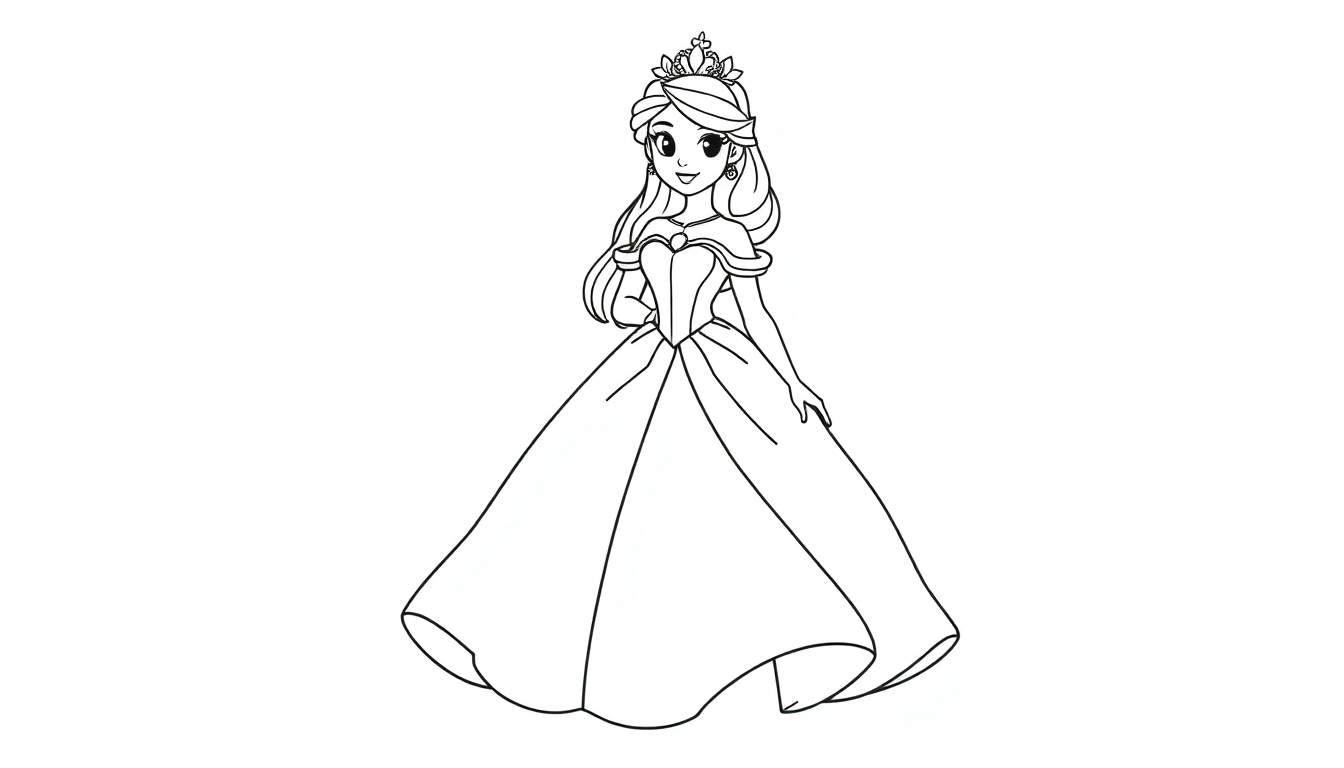 A princess coloring page.