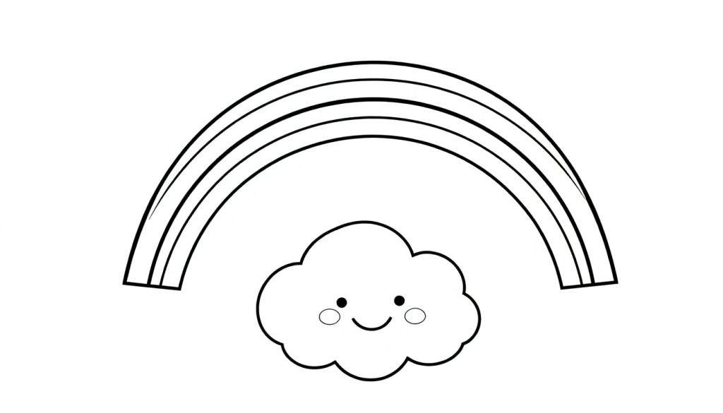 A cute black and white rainbow and cloud color panel.