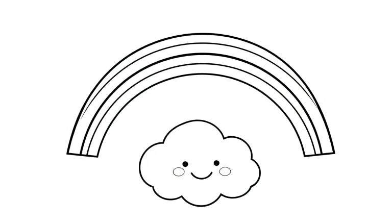 A cute black and white rainbow and cloud color panel.