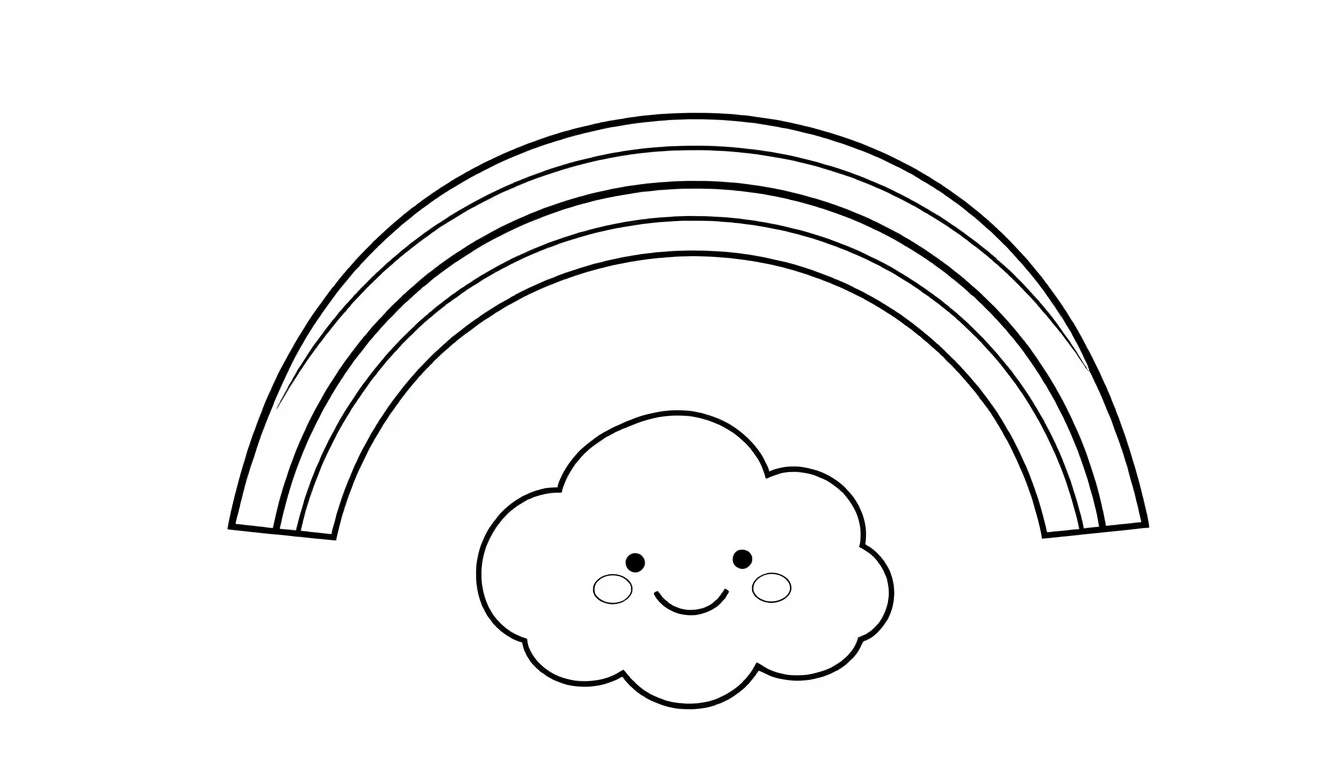 A cute black and white rainbow and cloud color panel.