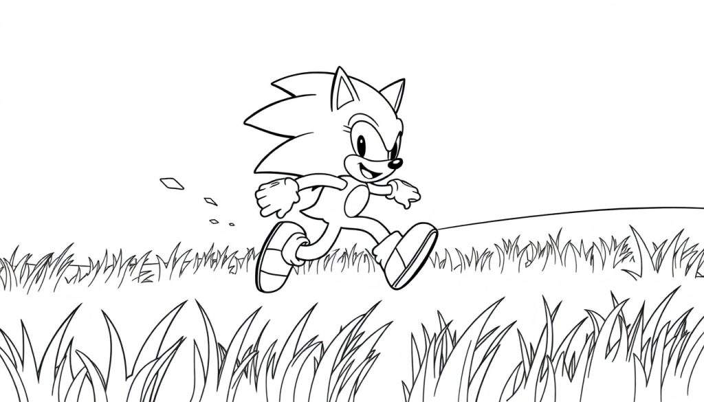 Sonic the Hedgehog running as a black and white color panel.