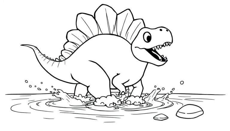 A friendly Stegosaurus in a black and white color panel.