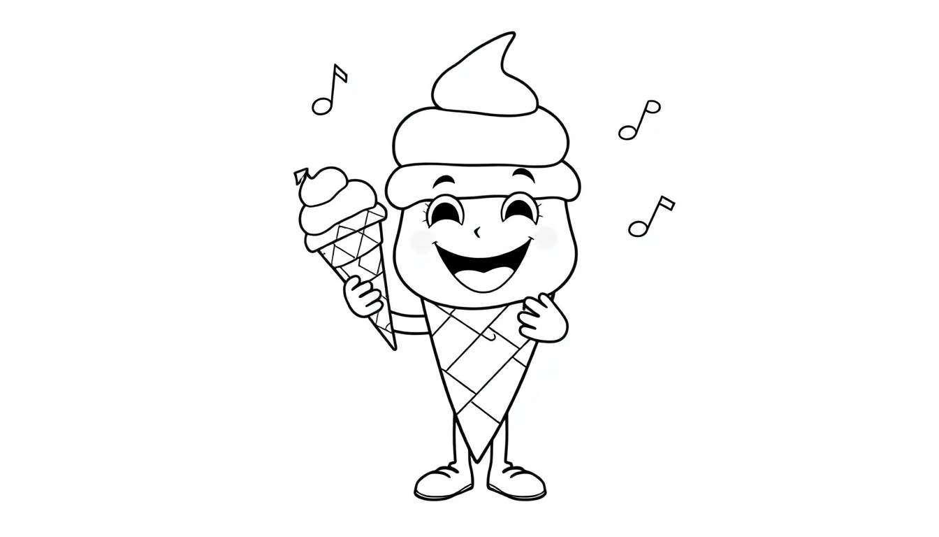 A happy Toca Boca ice cream character ready for coloring in this color panel.