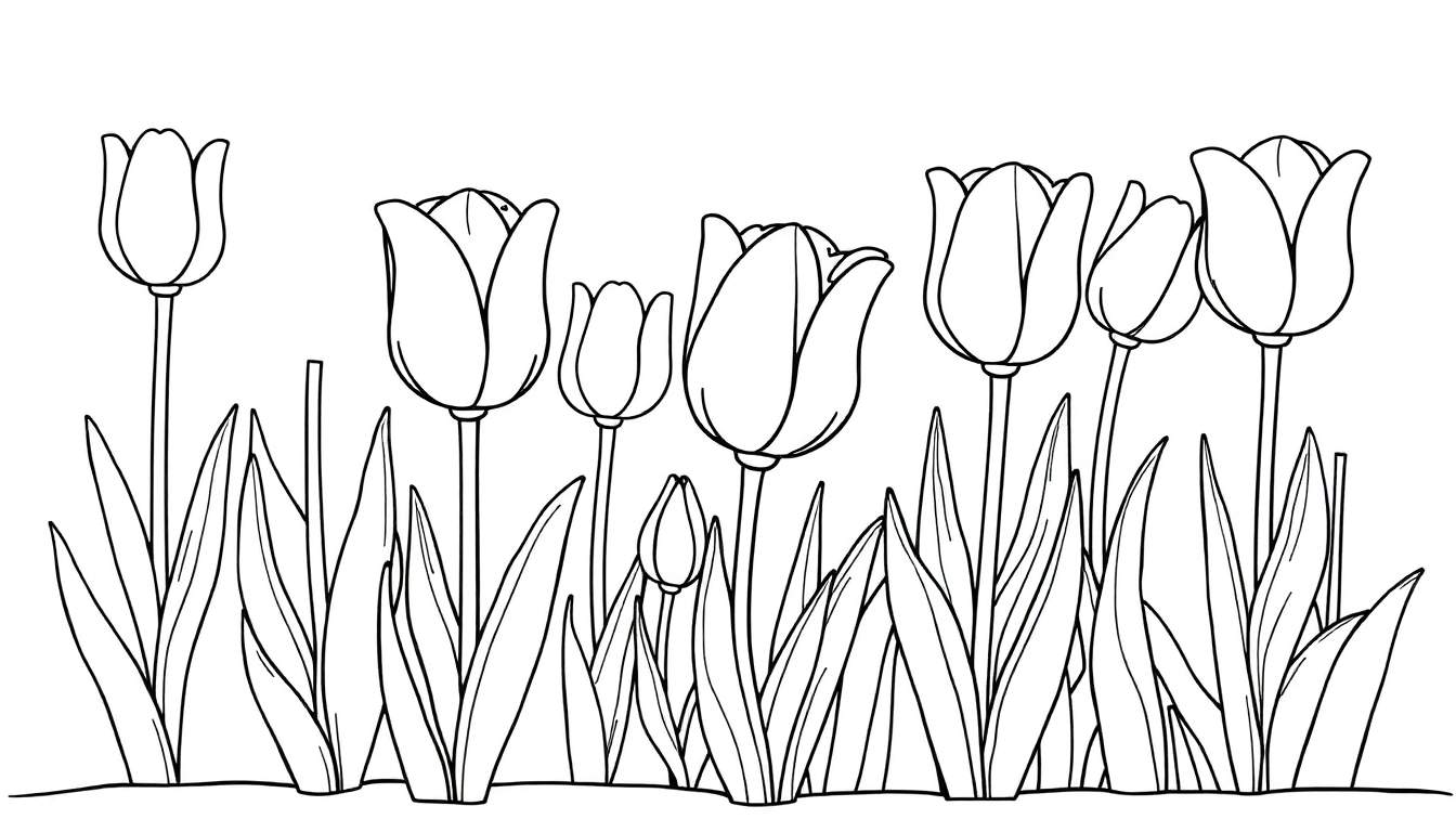 A delightful black and white tulip color panel, ready for little artists!