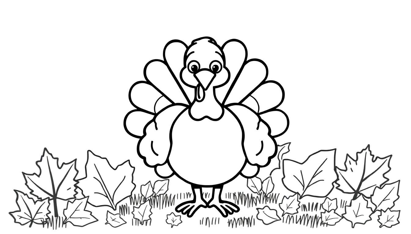 A cute turkey coloring page with a fun color panel.