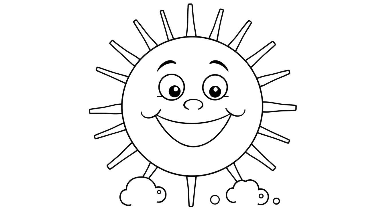 A smiling sun with rectangular rays, ready for a color panel.