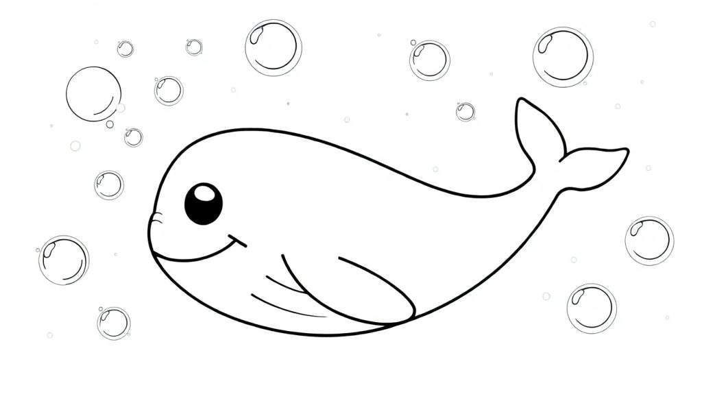 A friendly whale and bubbles color panel.