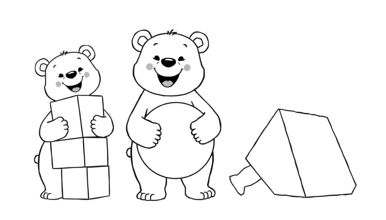Two bears and blocks, a color panel for counting fun.