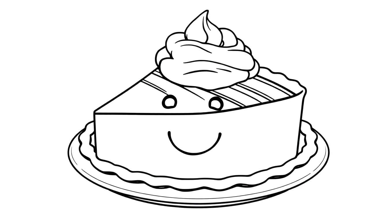 A cute cartoon cake slice color panel with a smiley face.