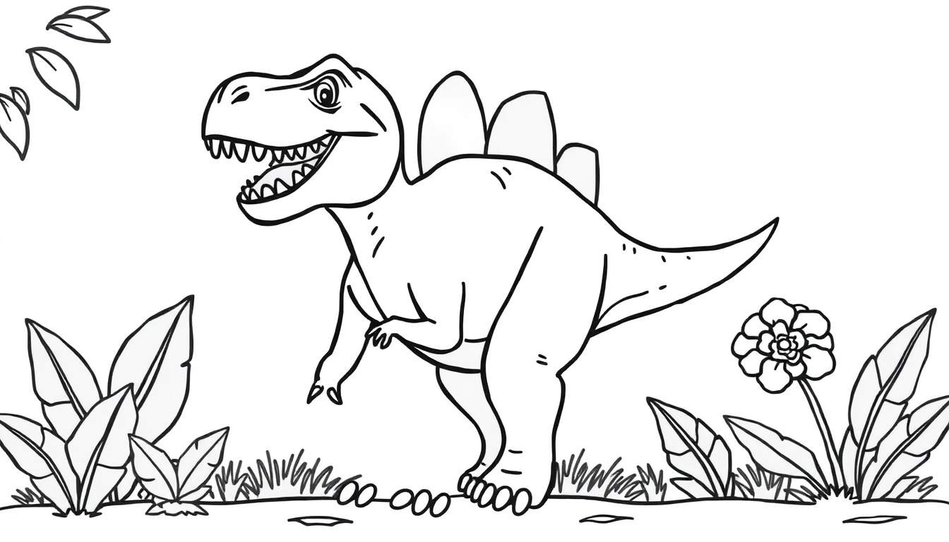A friendly dinosaur coloring panel, ready for fun!